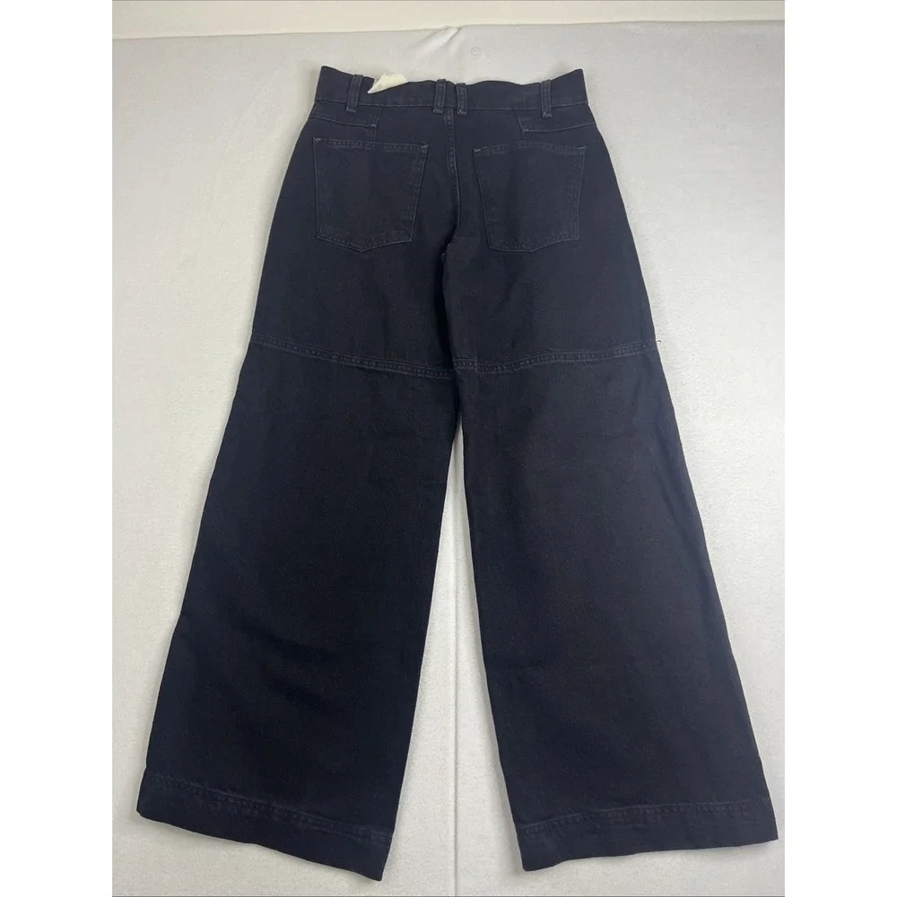 We The Free Benji Relaxed Wide Leg Button Hem Black Denim Jeans 27